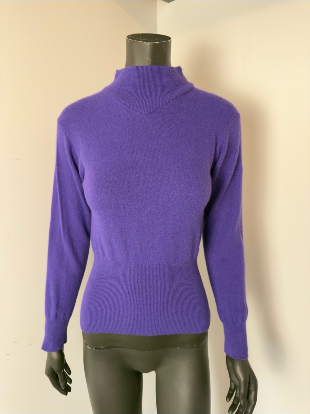 VTG Lambswool Angora Women's Purple Mock Neck Sweater
